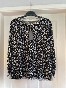 Principles Black Floral Fine Knit Jumper Size 10 New With Tags - Picture 1 of 6