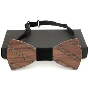 Handmade Retro Dark Brown Wooden Bow Tie Men's Gift Necktie Wedding Party Bowtie