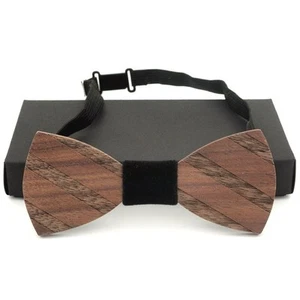 Handmade Retro Dark Brown Wooden Bow Tie Men's Gift Necktie Wedding Party Bowtie - Picture 1 of 6