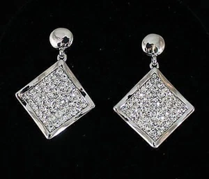 CLASSY CLEAR AUSTRIAN CRYSTAL RHINESTONE EARRINGS CHANDELIER DANGLE BRIDAL E1208 - Picture 1 of 2
