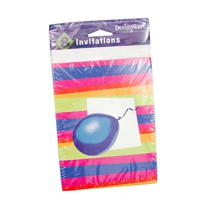 Globo a rayas invitaciones fiesta cumpleaños American Greetings DesignWare (8pk) - Imagen 1 de 2