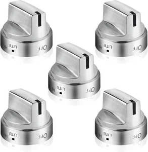 5 Pack Stainless Steel Look Control Knob Kits For GE Gas Range Stove WB03X24818 - Picture 1 of 4