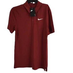 Nike Mens Golf Dri-Fit Short Sleeve Red White Swoosh Logo Polo Shirt Small NWT - Picture 1 of 10