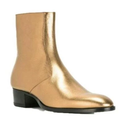 Высокий верхний Chelsea ботинки Мужская обувь из натуральной кожи мотор острый носок молнии лодыжки загрузки - Изображение 1 из 4