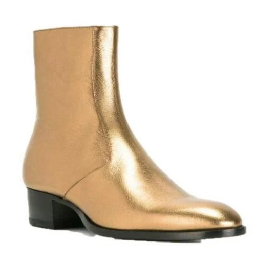 Высокий верхний Chelsea ботинки Мужская обувь из натуральной кожи мотор острый носок молнии лодыжки загрузки - Изображение 1 из 4