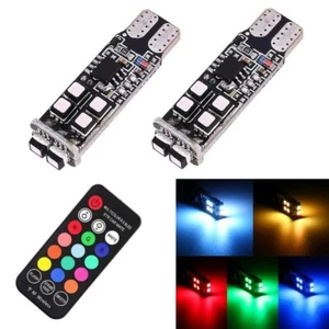 Premium Remote T10 Wedge RGB Car LED Light 8 Colour Changing Ceramic 6SMD 12V - Picture 1 of 8