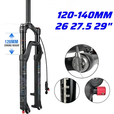 Forcelle Sospensione Aria Olio MTB Regolazione Rimbalzo 26/27.5/29Inch 120/140MM Viaggio - Immagine 1 di 4