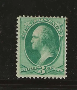 US Scott #147 mint hinged 1870 3c green Washington bank note, gum glazed from cr - Picture 1 of 2