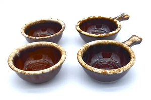 4 Vintage Hull USA Pottery Brown Drip Glaze Soup Chili Bowl Crocks Oven Proof - Picture 1 of 2