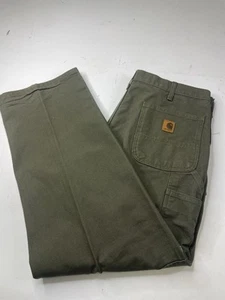 Carhartt B11 MOS Green Canvas Dungaree Fit Work Pants Size 38x30 - Picture 1 of 6