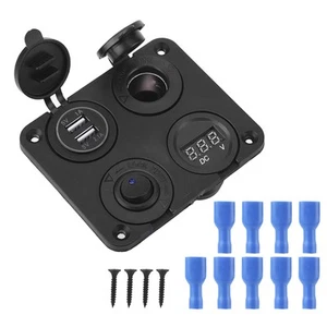 12V 4-biegowy przełącznik LED panel zapalniczki woltomierz podwójne USB 4.2A do - Zdjęcie 1 z 16