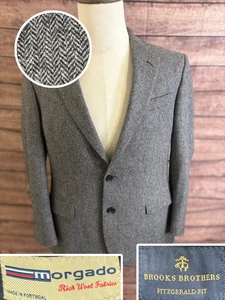 Brooks Brothers Blazer Mens 40S Wool Fitzgerald Fit Morgado Herringbone Jacket - Picture 1 of 17