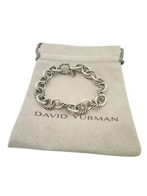 David Yurman Sterling Silver Cable Oval Chain Link ID Bracelet 7.5" - Pouch - Image 1 of 4