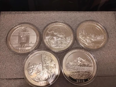 All 5 2010 America the Beautiful 5 oz Silver Coin Set - Image 1 of 4