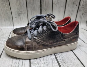 Bed Stu Azeli Lace Up Graphito Rustic Gray Leather Sneakers Women's 9.5 Low Top - Picture 1 of 12