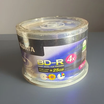 Ridata BD-R 4x 25GB Blu-ray Media White Inkjet Hub Printable Discs - Pack of 50 - Image 1 of 3