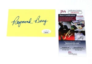 Tarjeta índice amarilla firmada por Raymond Berry 3 x 5 Colts JSA automática - Imagen 1 de 2
