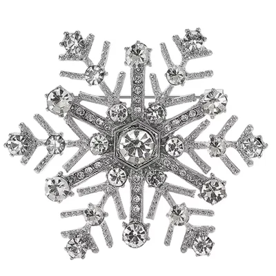 闪闪发光的水钻圣诞雪花胸针,假日冬季珠宝礼品 — 第 1/4 张图片