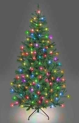 Christmas Tree SHATCHI Alaskan Pine Prelit, Multi Colour LEDs, Green 4ft - 120cm - Image 1 of 4