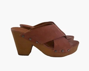 Sandales à plateforme femme Takara marque Lucky pointure 9 cuir véritable marron foncé - Photo 1/12