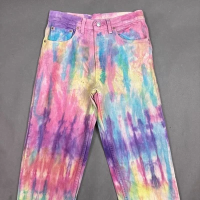 Pantalones de mezclilla vintage Levis para hombre 30x32 rosa años 90 hechos en EE. UU. tye dye hippy (etiqueta 31x32) Foto 1 de 4