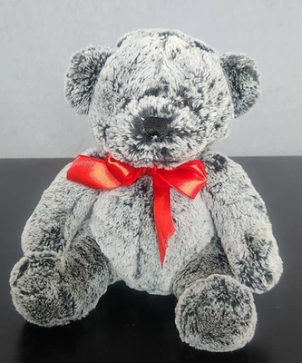 Dan Dee Dark & Light Gray Plush Bear With Red Bow 2015 Stuffed Animal - Image 1 of 4