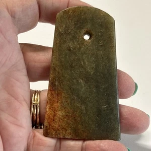 Ciondolo ascia di giada Hetian naturale antica Cina - Foto 1 di 7