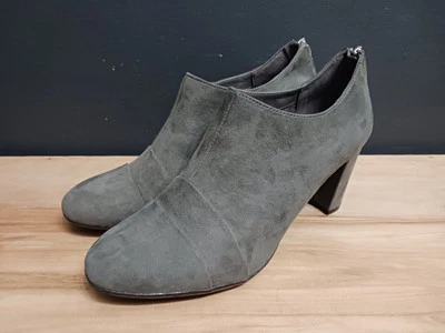 Aerossoles apoio de salto taverna feminino salto tornozelo botas zíper traseiro cinza camurça tamanho 7.5 - Imagem 1 de 4