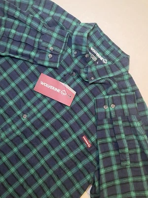 Wolverine Blue Plaid Button Down Flannel Shirt Size Large - Image 1 of 4