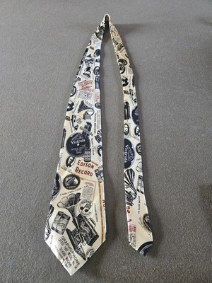 Museum Artifacts Handmade 100 % Silk Tie The Art of Sound Graphophone Record Foto 1 de 4