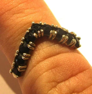 STERLING SILVER OLD VINTAGE SAPPHIRE HALF WISHBONE RING SIZE M - Picture 1 of 2