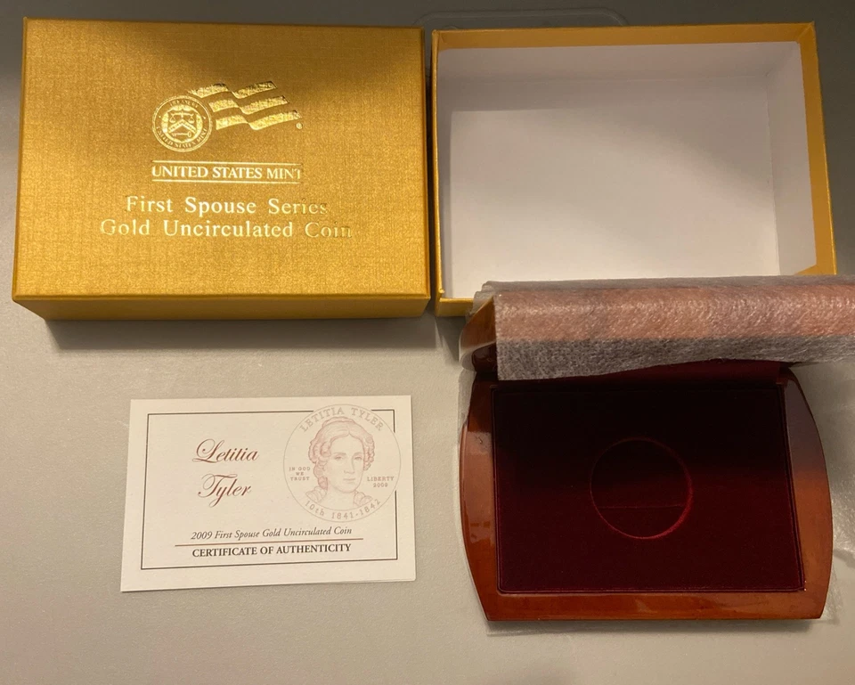 NO COIN— Box/COA/OGP ONLY 2009-W Letitia Tyler Uncirculated Gold First Spouse - Image 1 of 1