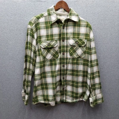 Brooklyn Xpress Mens Medium Green Plaid Flannel Shirt - Image 1 of 4