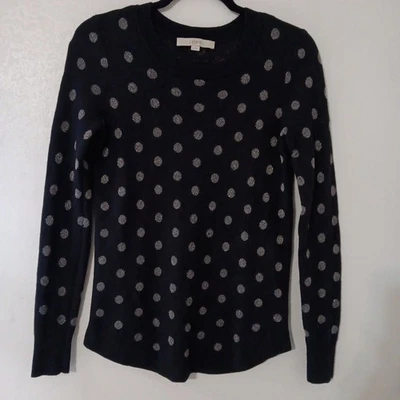 Suéter suéter para mujer Ann Taylor Loft talla XXS negro con lunares plateados... Foto 1 de 4