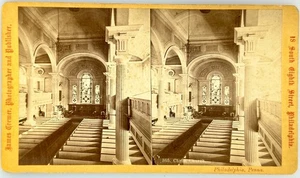 SV027_105 Stereoview PA Interior of Christ Church - Picture 1 of 2