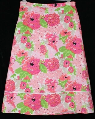 Kim Rogers Career Women's PS Lined Pink Floral Linen Below Knee 32/36 in Skirt - Image 1 of 4