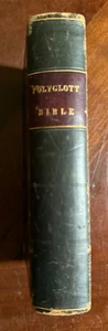 1841 POLYGLOTT BIBLE Antique Leather American English Version Cowperthwait - Picture 1 of 4