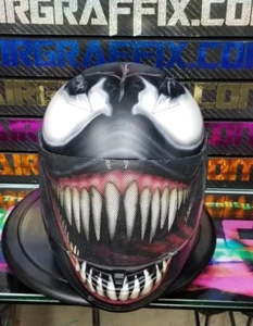 Custom Airbrushed Painted Venom Helmet Matte Clear - Foto 1 di 4