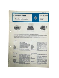 Original Telefunken Musikus 509 Z studio /W 215 Phono-Service 28 Seiten 1969/70 - Bild 1 von 1