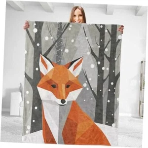 for Winter Fox Flannel Throw Blanket - Soft, Comfy & Warm, 60in×80in Fox03 - Picture 1 of 8