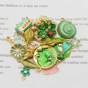 20 piezas Aleación Aleación Esmalte Verde Dije para Pendiente Collar Colgante Hágalo Usted Mismo 1-3 cm - Imagen 1 de 6