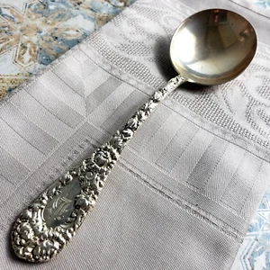 DURGIN CHRYSANTHEMUM 1893 MONO'D Sterling Silver 7" Gold Wash Soup Spoon Gumbo - Picture 1 of 10