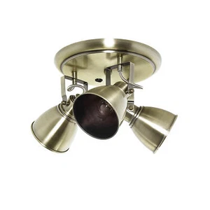 Deckenstrahler Deckenlampe 3 flammig Vintage Industrial E14 in Messing antik - Bild 1 von 6