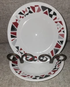 Set of 2 Corning Corelle Vitrelle Mosaic Red 6.75" Bread Dessert Plate Dish Used - Picture 1 of 4