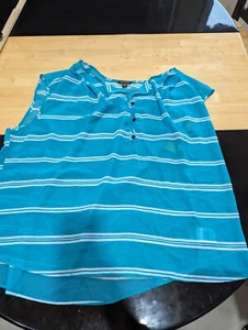 Womens George blue striped blouse top sz 4x - Picture 1 of 7