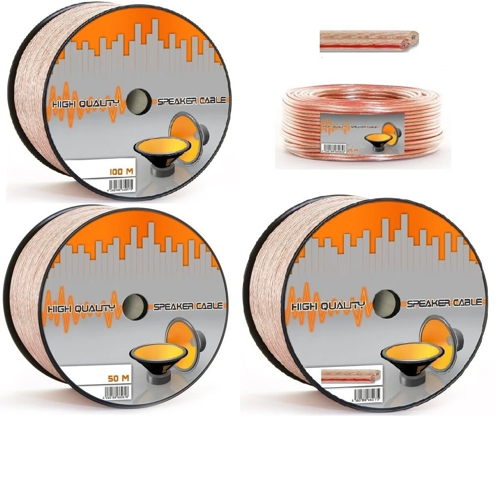 Lautsprecherkabel FLACH 2x1,5mm² – 100 M Spule | CCA Leiter, Weiß | Für HiFi & Heimkino | Leicht Zu Verlegen