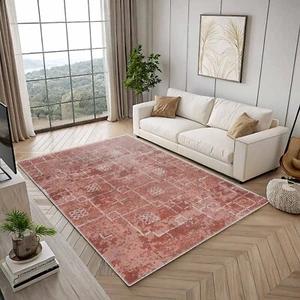 Terracotta Nordic Area Rug, Bohemian Beni Ourain, Rust Abstract Ancient Look - Picture 1 of 4