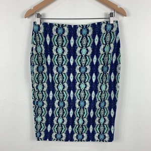 Sussan Skirt Womens XS Blue Green Elastic Waist Stretch Fitted Pencil 9315 - Picture 1 of 6