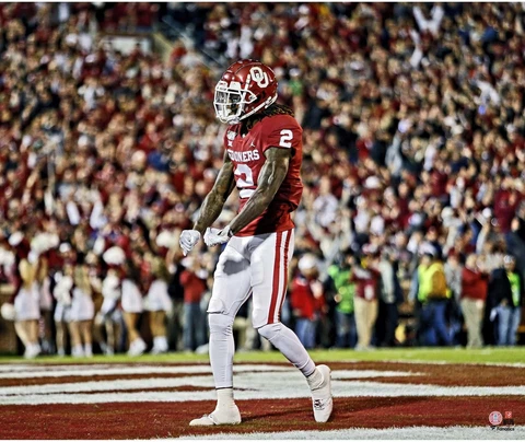 Ceedee Lamb Oklahoma Sooners Unsigned Touchdown Celebration Photograph Cover