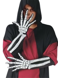 ADULT ELBOW SKELETON 3D BONES GLOVES COSTUME ACCESSORY FW90195 - Picture 1 of 2
